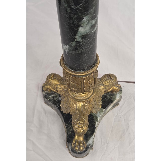 Mid 20th Century Vintage French Empire Neoclassical Style Marble and Gilt Bronze Table Lamps - a Pair For Sale - Image 5 of 14