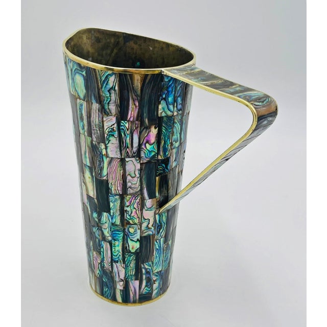 1960s Los Castillo Taxco Abalone Shell & Brass Pitcher, Mexican Modern For Sale - Image 9 of 18