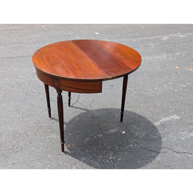 Wood Late 19th Century Federal Style Demi-Lune Flip Top Card Table For Sale - Image 7 of 11