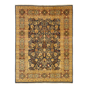 Modern Peshawar Handmade Navy Blue Rug With Allover Design