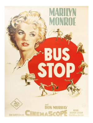 Marilyn Monroe and Don Murray, Bus Stop, German Movie Poster, 1956