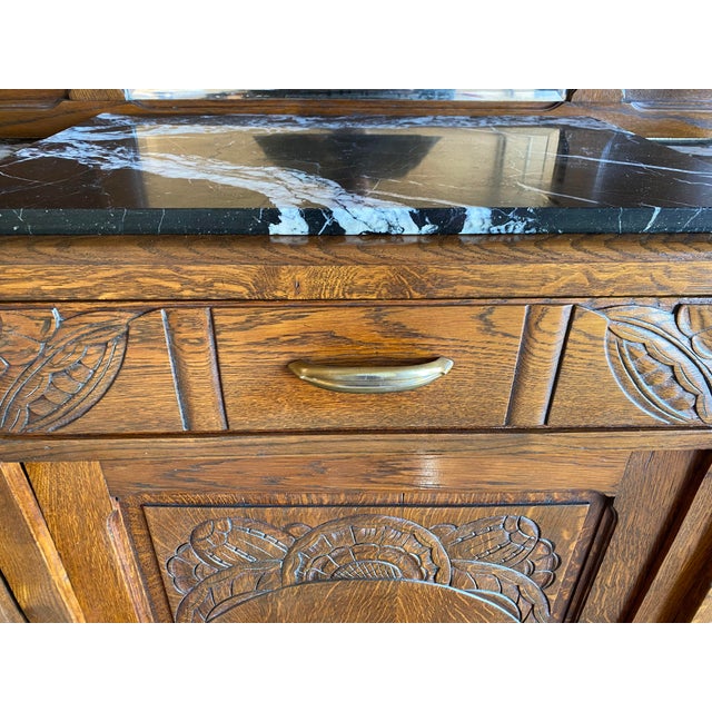 1920s Antique French Marble Top Art Nouveau (Deco) Hutch For Sale - Image 11 of 11