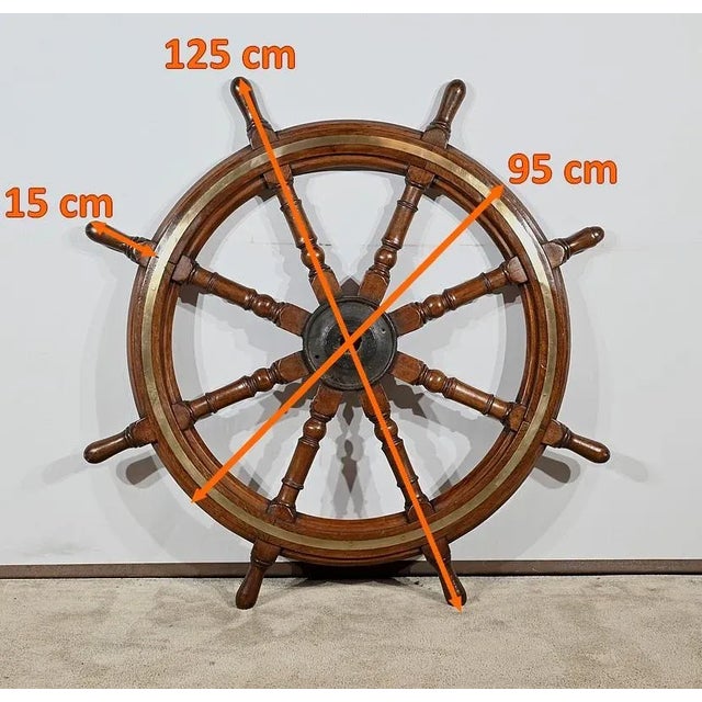 Teak Boat Wheel Bar For Sale - Image 11 of 12