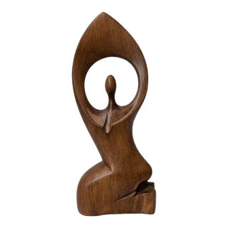 African Heritage Hand Carved Maple Wooden Abstract 8.5" Figure Sculpture For Sale
