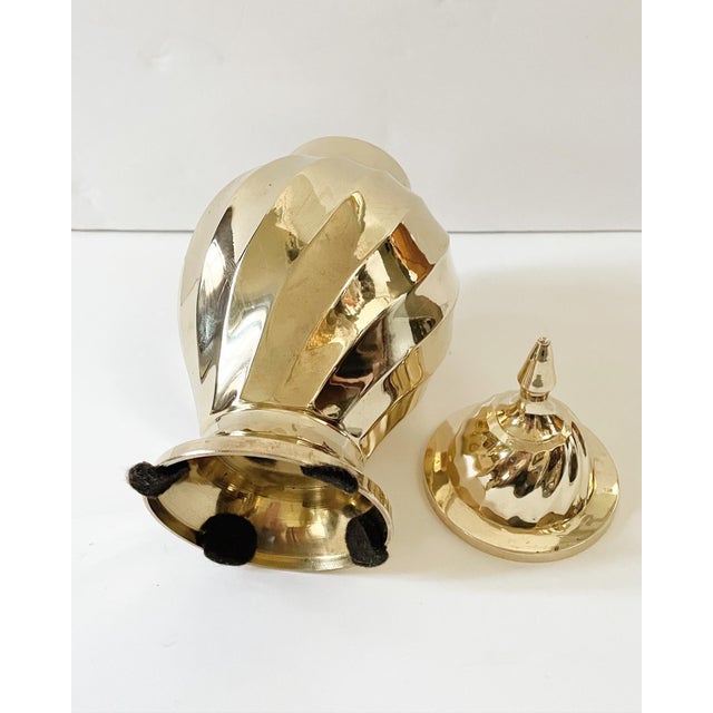 Mid 20th Century Vintage Solid Brass Ginger Jar For Sale - Image 5 of 6