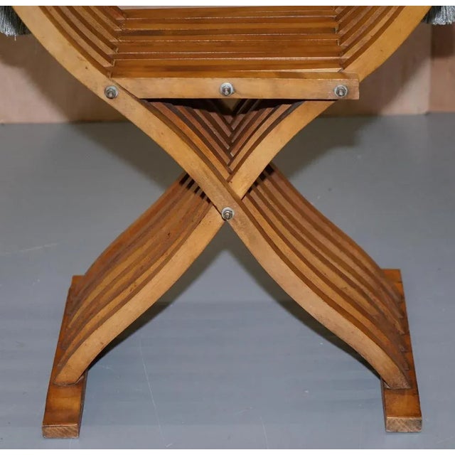 Folding Savonarola Armchair with Silk Hanging Tassels & Carvings For Sale - Image 12 of 15