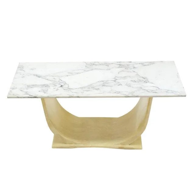 U Shape Base Marble Top Mid Century Modern Console Sofa Hall Table