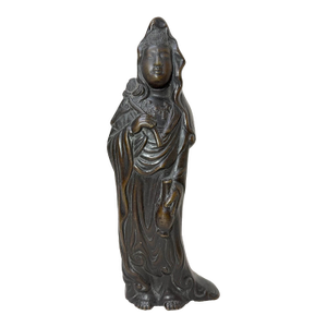 Antique 19th Century Chinese Heavy Cast Bronze Guanyin Statue Sculpture Figure