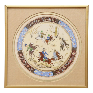 Miniature Persian Painting of Hunters on Horseback