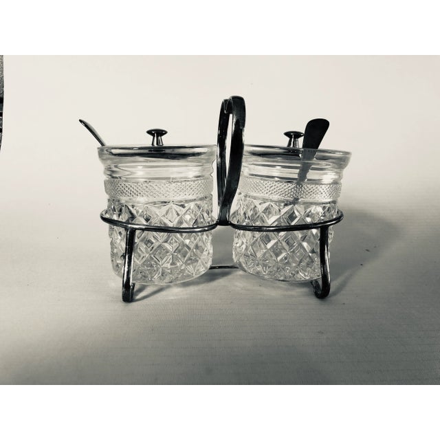 Silver Vintage Cut Glass & Silver Plated Condiment Caddy For Sale - Image 8 of 8