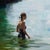 Contemporary Between Sea and Sky by Jon Doran | Oil on Panel Woman Wading Into a Cornish Cove For Sale In Denver - Image 6 of 9