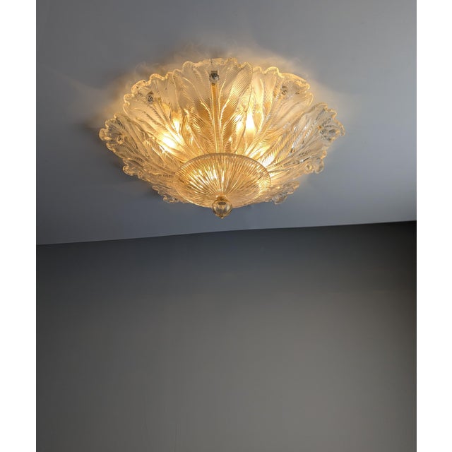 Foglia Doro Recessed Ceiling Lamp from Barovier & Toso, Italy, 1980s, in Flawless conditions. Designed 1980 to 1989 This...