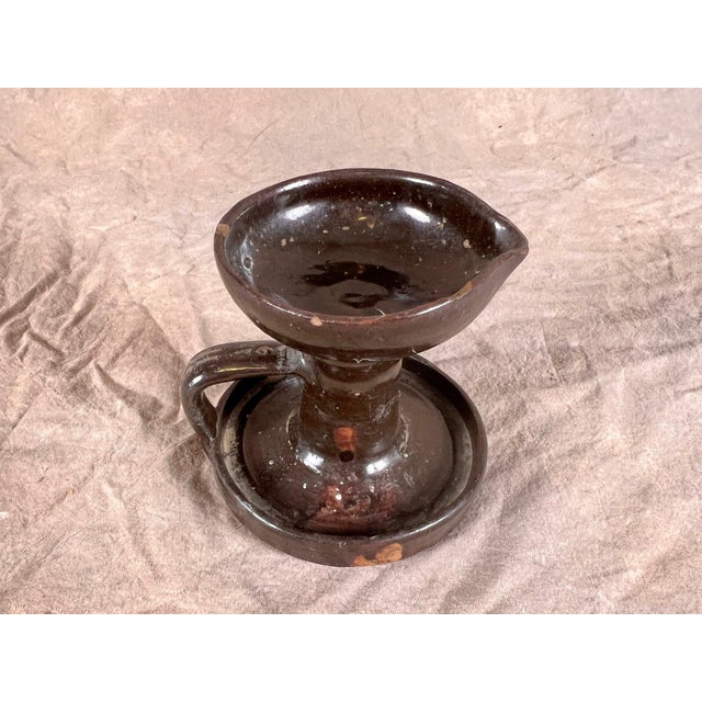 Sculpture Materials 19th Century Signed "Chambers" American Redware Grease Lamp For Sale - Image 7 of 10