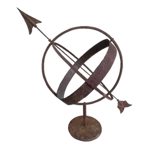 Vintage Mid 20th Century Swedish Wrought Iron Armillary Sphere on Cast Iron Base