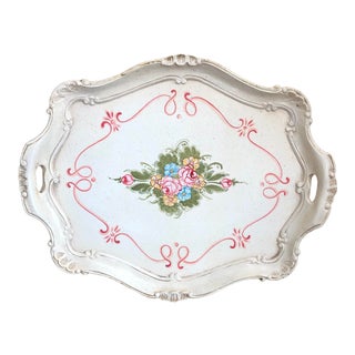 Florentine Hand Painted Floral Tray For Sale