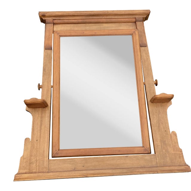 Vintage Oak Dresser Top Swing Mirror For Sale