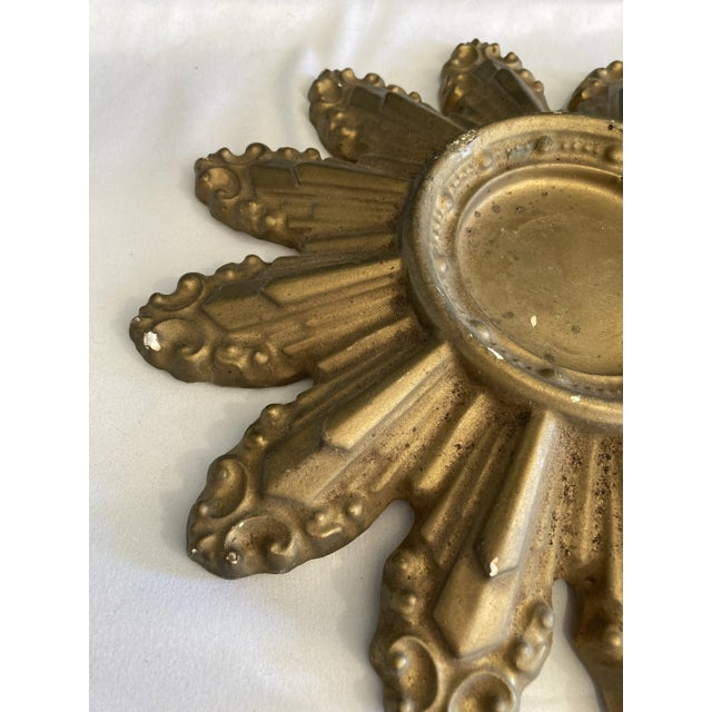 Art Deco Vintage Gold Starburst Ceramic Candleholder For Sale - Image 3 of 7