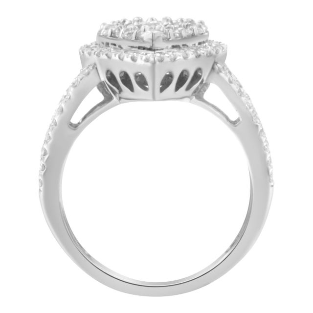 Haus of Brilliance .925 Sterling Silver Diamond Cluster Ring (1 1/2 Cttw, H-I Color, I1-I2 Clarity) - Size 7 For Sale - Image 4 of 7