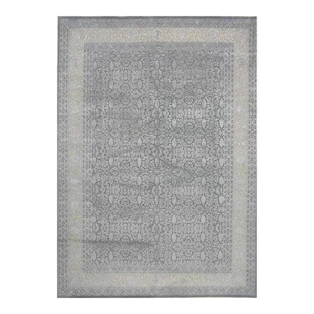 Handwoven Gray/Cream Transitional Persian Tabriz Style Area Rug 10'2" X 14'3" For Sale
