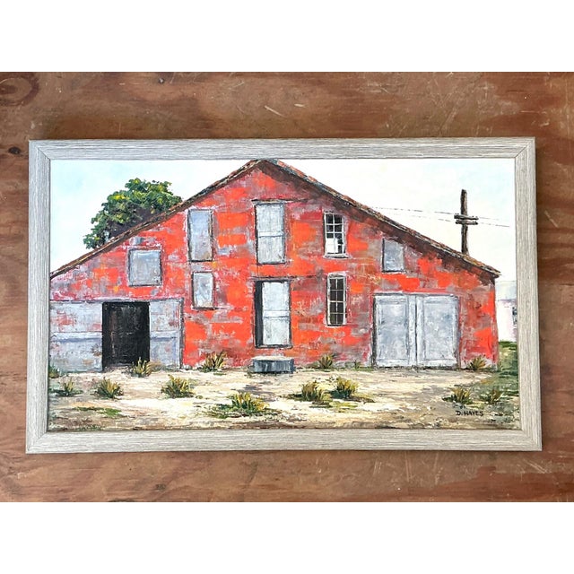 Framed D. Hayes Barn Landscape Painting For Sale - Image 15 of 17