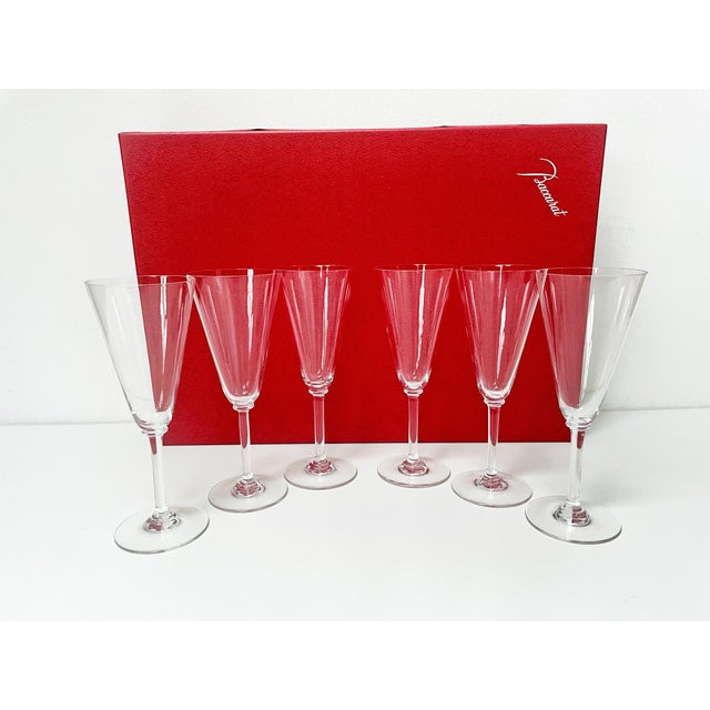 1970s Vintage Dom Perignon Model Champagne Flutes from Baccarat, 1970s, Set of 6 For Sale - Image 5 of 18
