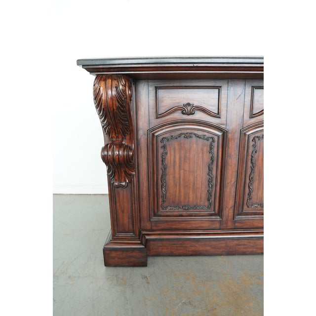Ambella Home Collection Carved Wood Freestanding Bar For Sale - Image 10 of 18
