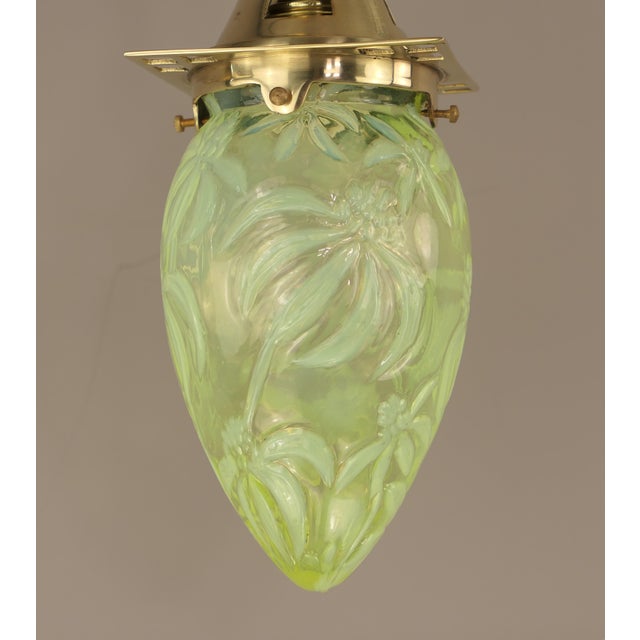 Art Nouveau Viennese Pendant Lamp with Uranium Vaseline Glass Shade, Austria, 1920s For Sale - Image 14 of 18