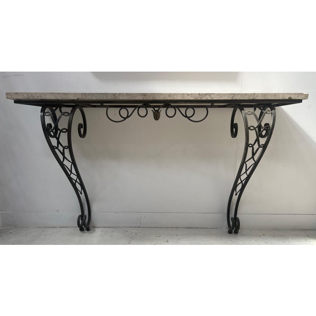 Art Deco Style Console Table in Hammered Wrought Iron, 1900s For Sale - Image 5 of 14