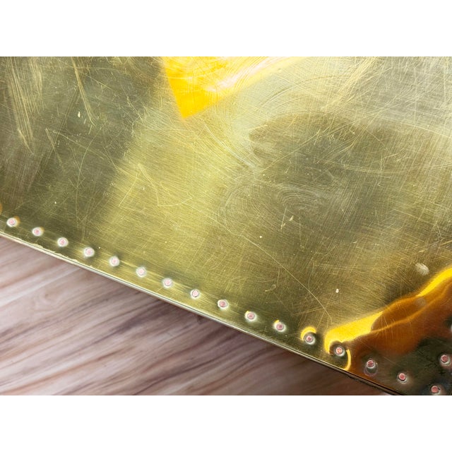 Vintage Brass Clad Sarreid LTD Coffee Table Trunk For Sale - Image 13 of 14