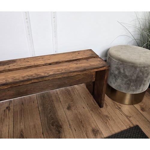 Wood Vintage Rustic Minimal Italian Waterfall Wooden Bench, 1950s For Sale - Image 7 of 9