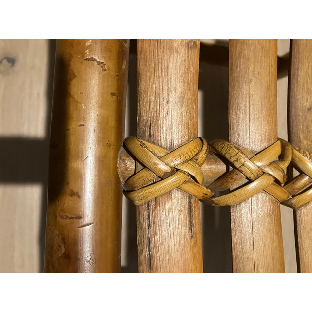 Camel 1950s Pair of Japanese Take-Zaiku Bamboo "Curule" Benches For Sale - Image 8 of 10