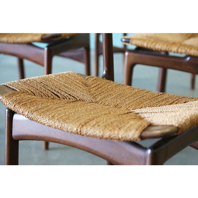 Wood 1960s Ib Kofod Larsen for Selig Danish Seagrass and Beech Dining Chairs- Set of 4 For Sale - Image 7 of 14