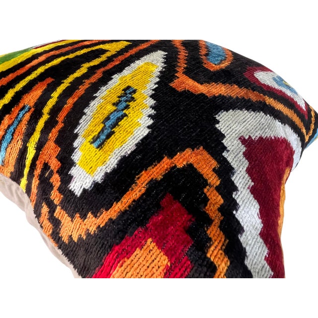 Ikat Silk Lumbar Cushion Cover with Tribal Design, 2000s For Sale - Image 3 of 11