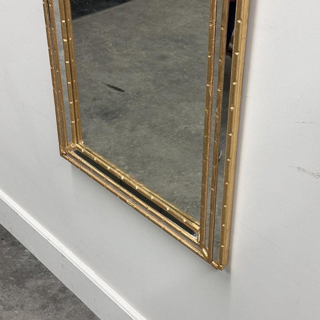 Gilt Faux-Bamboo Wall Mirror, Italy, 1970s For Sale - Image 4 of 14
