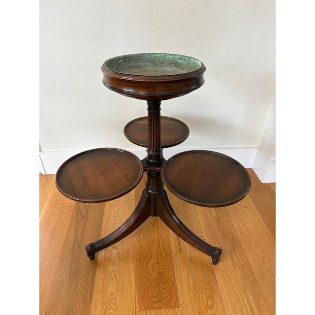 Neoclassical Mahogany Four Top Plant Stand/Server With Copper Liner For Sale - Image 4 of 9