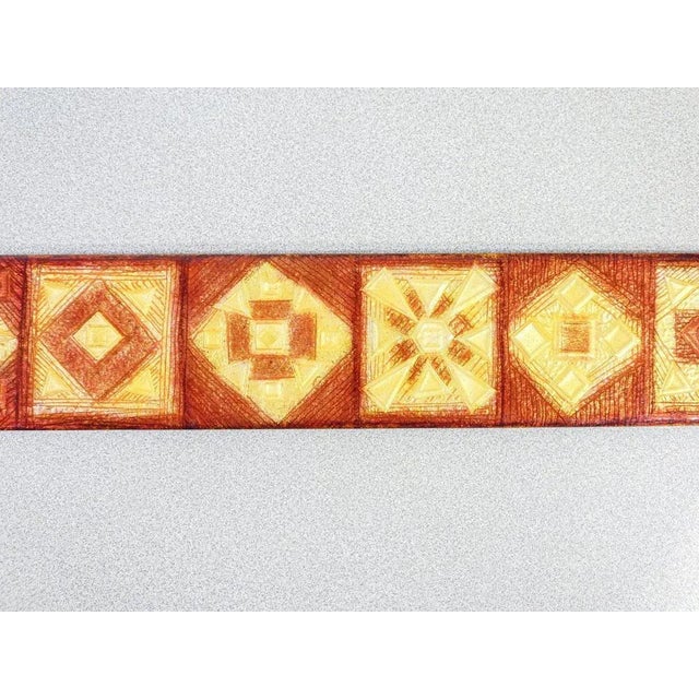 Diskish copper sculpture of the field Origin Italy 80s period Brand of the field Copper materials enamelled on wooden base...