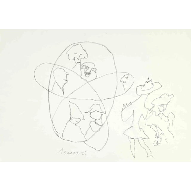 Atomic Dance is a Pencil Drawing realized by Mino Maccari (1924-1989) in the 1960s. Hand-signed on the lower. Good...