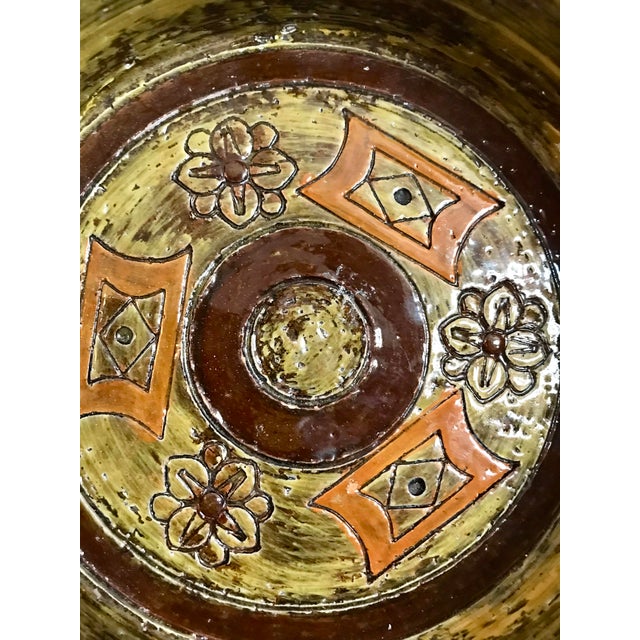 1960s Italy Mid Century 1950s Hand Painted Green Ceramic Ashtray Bowl Catch All / Raymor Bitossi Aldo Londi For Sale - Image 5 of 6