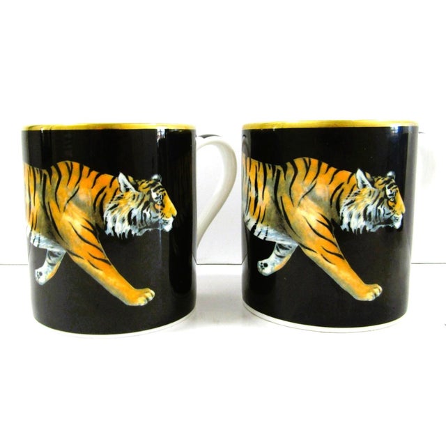 Realism 1980s Halcyon Days Magnificent Wildlife Two Tiger and Two Twin Leopard Mugs - Set of Four For Sale - Image 3 of 18
