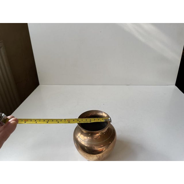 Metal Scandinavian Art Deco Vase in Bronze, 1930s For Sale - Image 7 of 8