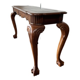 Vintage Chippendale Style Mahogany Dual Glass Top Console Sofa Table For Sale