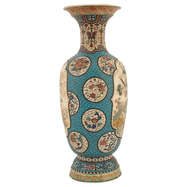 Large Japanese Cloisonne Enamel Meiji Totai Shippo Vase, Kinkozan School For Sale In New York - Image 6 of 10