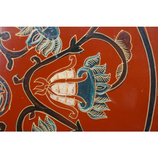 Late 20th Century Chinese Chinoiserie Red Lacquered Eight Treasures Keepsake Trinket Box 8" For Sale - Image 15 of 15