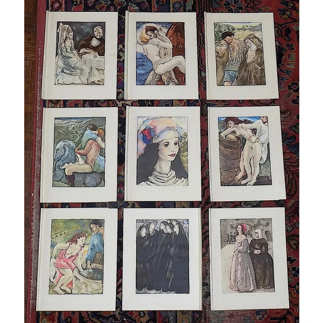 Vintage French Limited Edition Hand Colored Mariette Lydis Engravings - Set of 9 For Sale - Image 10 of 10