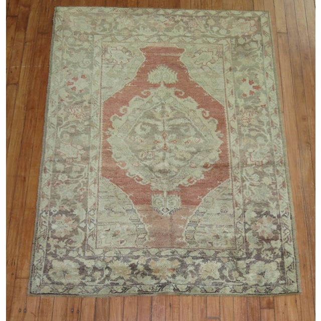 a small square size antique turkish oushak rug from the 2nd quarter of the 20th century Details rug no. 29494 size 3' 10"...