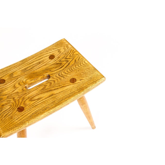 Brown Danish Modern Mid Century Vintage White Oak Milking Stool — British Oak For Sale - Image 8 of 10