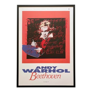 Andy Warhol Estate Vintage 1990 Offset Lithograph Print Framed Extra Large Pop Art Poster " Beethoven " 1987 For Sale