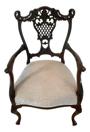 Antique Victorian Mahogany Carved Elbow Chair, 1860