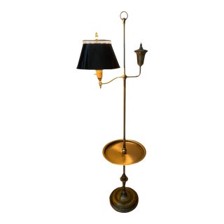 Vintage 1970s Ethan and Allen Floor Table Lamp With Tole Shade. For Sale
