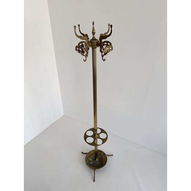 Vintage Italian Brass Hall Tree Coat Rack with Umbrella Stand, 1960s For Sale - Image 9 of 18